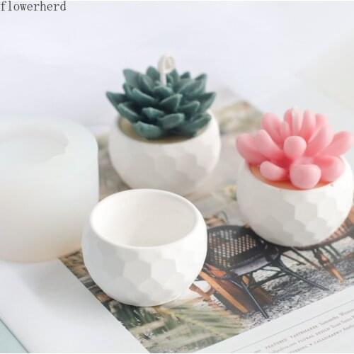 Single Hole Rhombus Drill Face Small Bowl Aromatherapy Plaster Diy Silicone Mold Succulent Flower Pot Decoration Home Decor