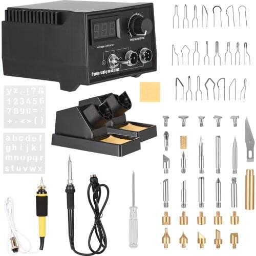 Pyrography Machine Wood Burner Adjustable Temperature Digital Pyrography Dual Pen Burning Machine Soldering Wood Crafts Tool Kit