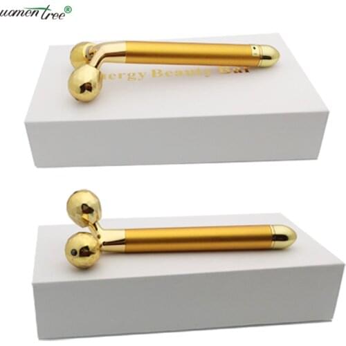 Handheld 24K Gold Energy Vibrating Bar Body Fat Cellulite Reduction Slimming Skin Tightening Face Lift Firming Roller Massager