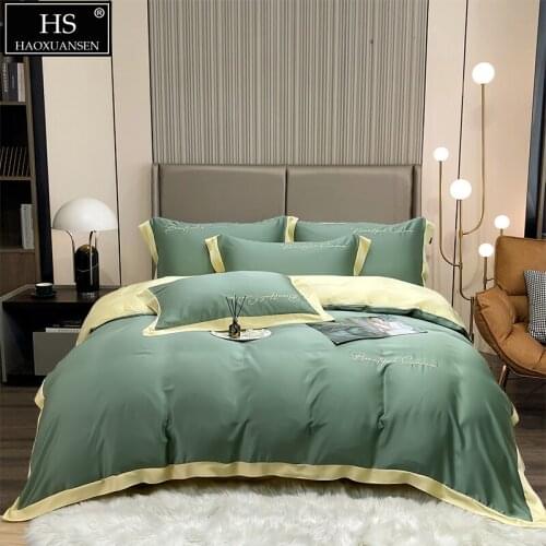 Color splicing Tencel 500 Thread Count Fabric Quilt Cover Thin Quilt Summer Comforter Adult Double Bed Cover Queen King Size 4Pi
