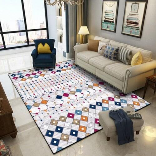 Turkish national style bedroom rug Nordic Color geometry living room door mat plush customize printing bathroom floor mat