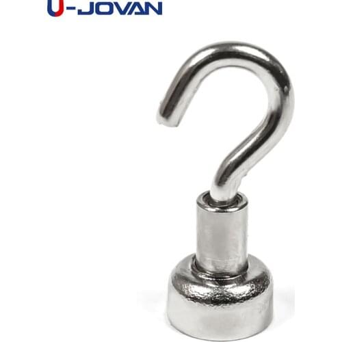 U-JOVAN 2pcs Mini Magnet Super Strong Magnetic Circular Hook Holder Hanger Magnets Linked Home Kitchen Wall Hold Dia. 10mm