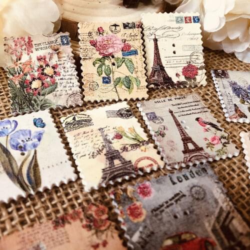 20pcs Vintage Stamp Wooden Buttons Scrapbooking DIY Wood Buttons Retro Flower Stamp Clothes Button Handmade Sewing Craft