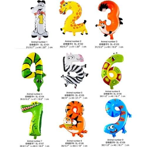16 inch Animal Number Foil Balloons Kids Party Decoration Happy Birthday Wedding Decoration Ballon Gift lin2449