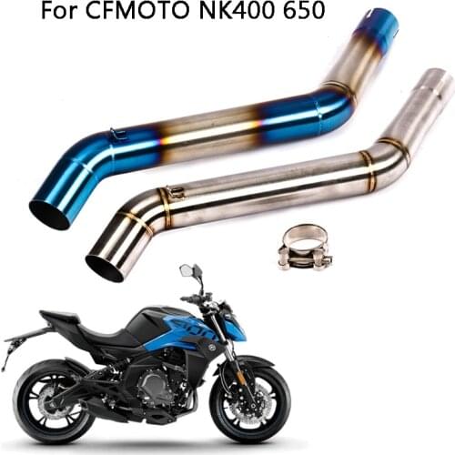 Motorcycle Exhaust Connect Tube Middle Link Pipe For CFMOTO 400NK 650NK All Year Stainless Steel Blue Color Slip 51mm Mufflers