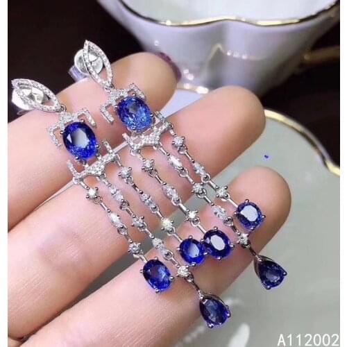 KJJEAXCMY fine jewelry natural sapphire 925 sterling siver women gemstone earrings support test popular