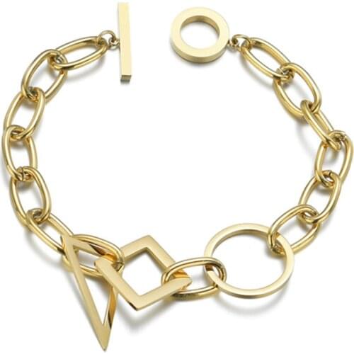 316L Stainless Steel OT Buckle Bracelet Female Triangle Temperament Titanium Steel Girlfriends Bracelet No Fading