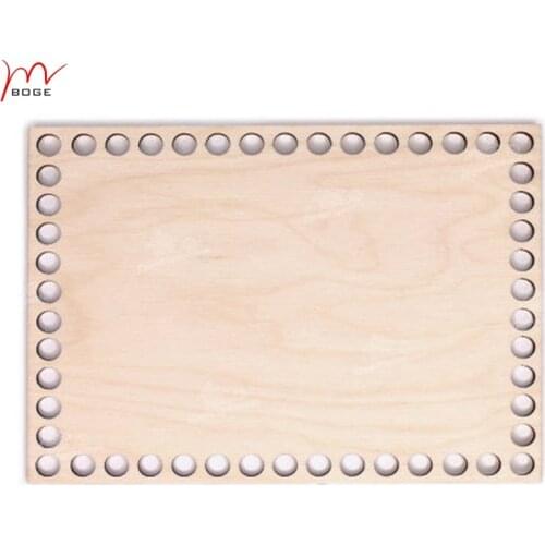 10 pieces Wood base for crochet basket rectangle cut wood shape with holes 15*25cm