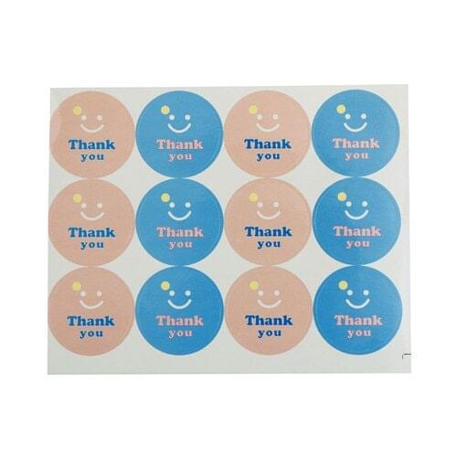 120pcs/10 Sheets Funny DIY "Thank you" With Smile Face Decorative Diy Sticker Stationery School Suppliesr Stationery Sticker