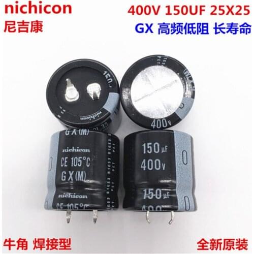2PCS/10PCS 150uf 400v Nichicon GX 25x25mm 400V150uF Snap-in PSU Capacitor