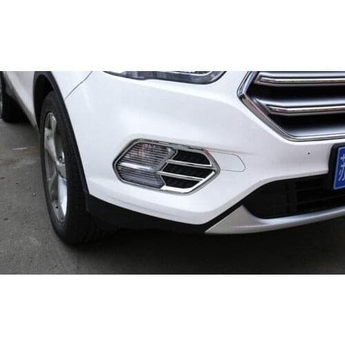 2 PCS Car Styling NEW ABS chrome front fog light decorative frame sticker Cover Case Stickers for FORD KUGA 2017