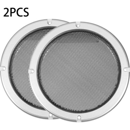 2Pcs Silvery Speakers Cover Protective Mesh Plastic Frame Protective Grille Circ