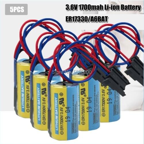 5PCS PC NEW ER17330V 3.6V PLC Battery Replacement Lithium Batteries 1700mAh For CNC System Mitsubishi Servo A6BAT PLC Battery
