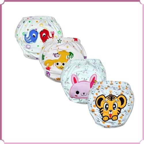 Free Shipping 8pcs Baby Cloth Training Pants Waterproof Cotton Child UnderWear Newborn Potty Training Diapers Embroidery Pants