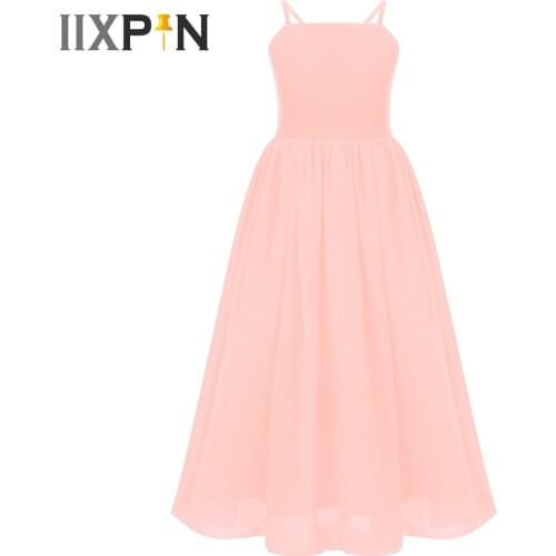 Children Girls Christmas Holiday Birthday Party Princess Dress Up Spaghetti Straps Backless High Wasit Girl Chiffon Dresses