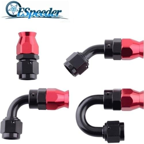ESPEEDER AN4 Aluminum 0/45/90/180Degree Swivel PTFE Fitting Hose End Fuel Adapte For Oil Fuel Line Hose Ends Oil Cooler Fittings