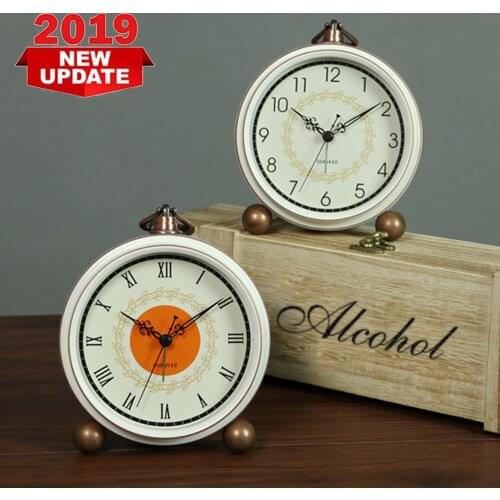 European Retro Silent Alarm Clock Student Bedroom Bedside Table Classical Fashion Simple Small Clock