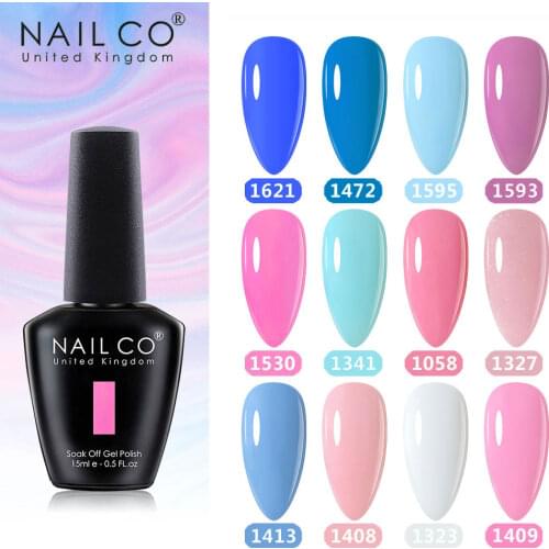 NAILCO 15ml Summer Combination Pink Blue Color Series Gel Nail Polish Design Nail Art Top Glitter Decoration Makeup Manicure Set