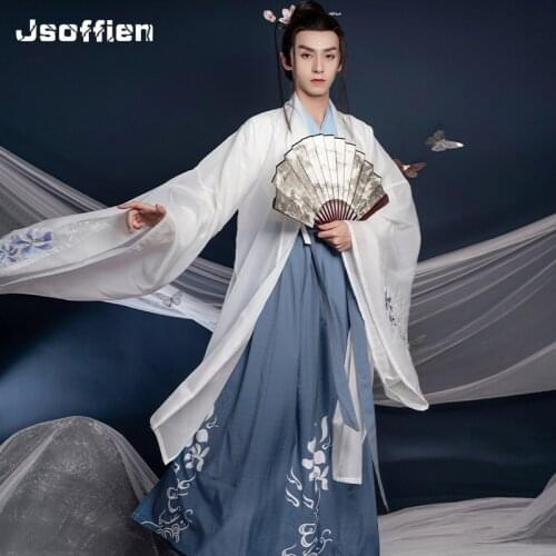 Chinese Original Swordsman Cosplay Costume Man Traditional Hanfu Oriental Tang Suit Gown Robes Japanese Samurai Folk Clothes