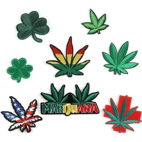 Clover Maple Leaf DIY For on Hat Jeans clothing Flag Iron on Embroidered Patches Sticker Sew-on DIY Patch Applique Badge Decor