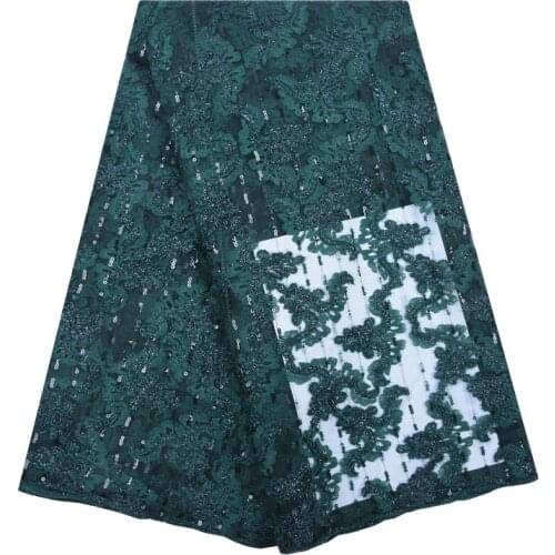 Green High Quality French Tulle Cord Lace Fabric Latest Nigerian French Network Cord Lace Fabric With Sequins For Dress 1750