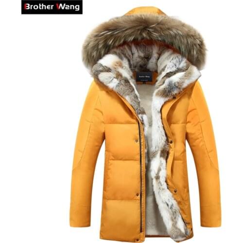 Winter jacket men high quality Mens long down coat Fashion big hair collar Thicker warmth Hooded leisure park jacket 4XL 5XL