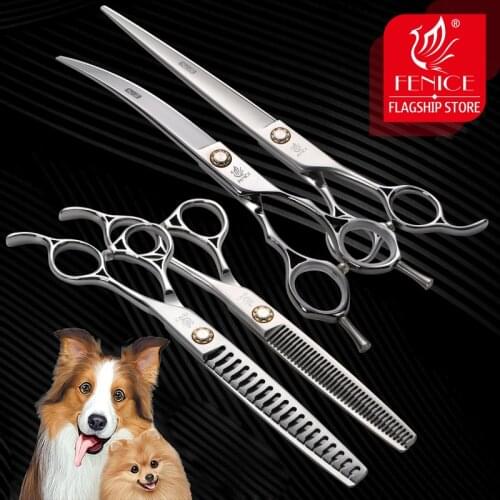 Fenice 6.5/7/7.5/8 inch Professional Pet Dogs Grooming Scissors Set Straight & Thinning & Curved Shears Set