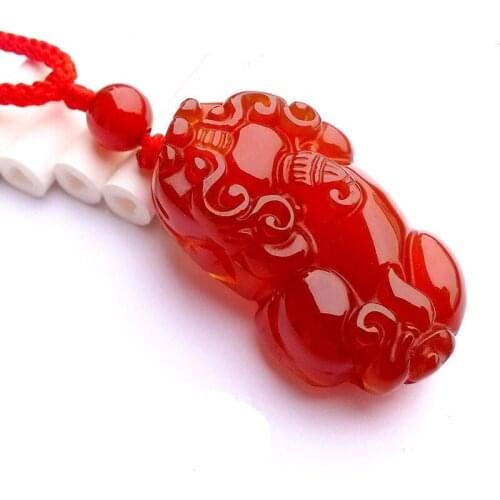 Natural Hand-Carved Red Jade Pendant Fine Jewelry Charm Jadeite Necklace Fashion Accessories