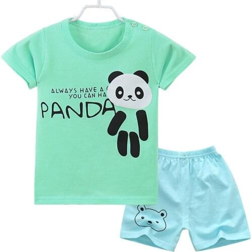 2019 new baby boy clothes body suit quality 100% cotton childrens sets summer cartoon panda kids clothing sets girls clothes