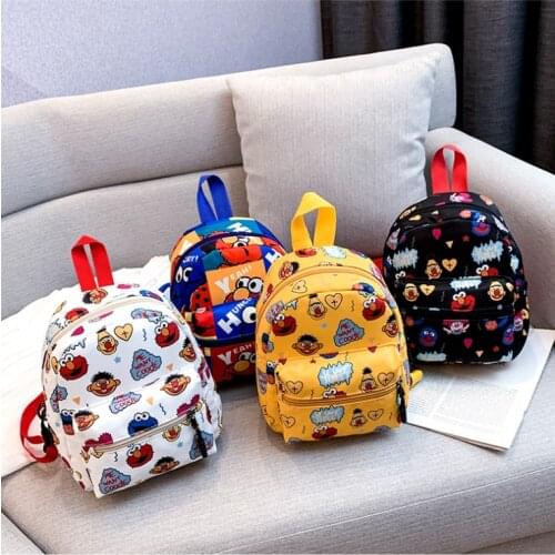 New Sesame Street Print Backpack Kawaii Cartoon Anime Sesame Kawss Teenage Schoolbag Children Boys Graffiti Bag