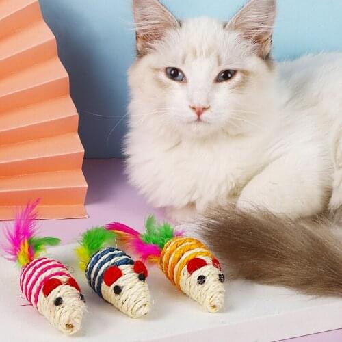 New Sisal Simulation Mouse Cat Toy Plush Mouse Cat Scratch Bite Resistance Interactive Mouse Toy Palying Toy For Cat Kitten