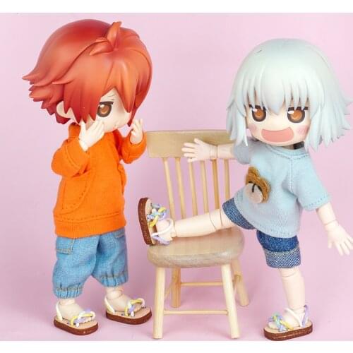 OB11 baby shoes YMY DDF 1/12 bjd baby BODY9 plain body handmade kraft leather multi-color sandals doll shoes