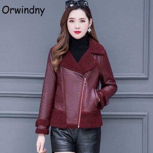 Orwindny Autumn Warm Leather Clothing Women Snow Wear Fashion Coat Zipper Winter Thick Warm Leather Jacket Female Outerwear