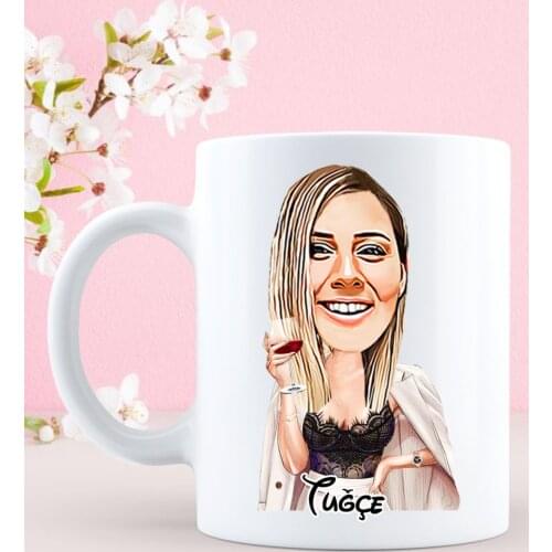 Personalized Women 'S Caricature Of White Mug Bardak-105