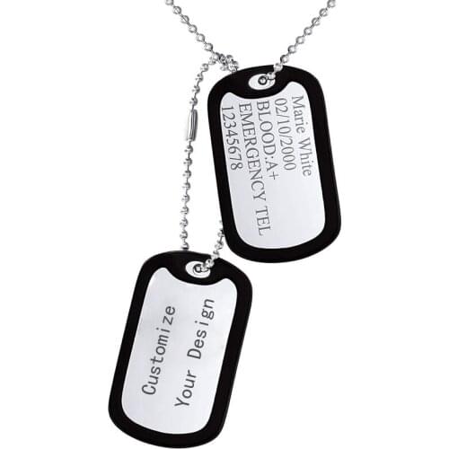 Custom Personalized Mens Dog Tags Necklace Military Pendant Necklaces Stainless Steel Engraving Memory Jewelry for Men Women
