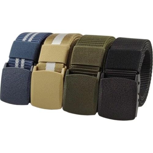 Men Female Belts Military Nylon Adjustable Belt Men Outdoor Travel Tactical Waist Belt with Plastic Buckle for Pants 120cm