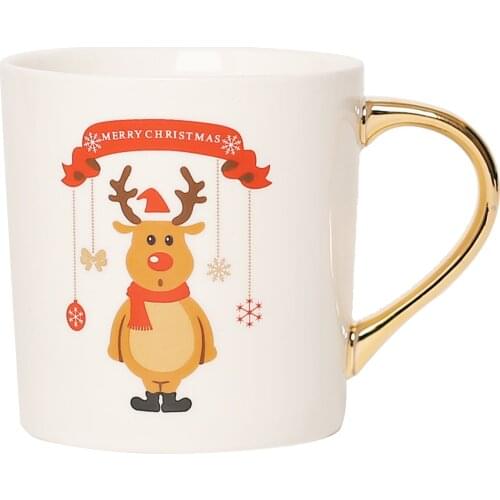 Christmas Mug Bone China Water Cup Breakfast Milk Mug Couple Gift Creative Ceramic Coffee Teacup