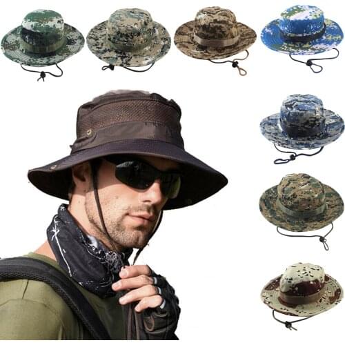 Fisherman Hats With Wide Brim Summer Camouflage Bucket Hats For Men Travel Sun Protection Fisherman Hats