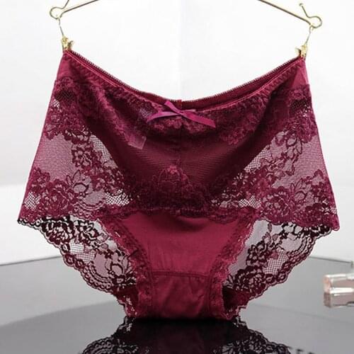 6colors Sexy Lace Panties Soft Breathable Briefs Women Underwear Ladies Panty Transparent Tempting Low-Rise Cotton Lingerie