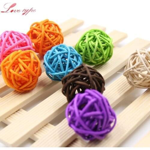 10PCS DIY 4CM Pretty Rattan Ball Sepak Takraw For Home Ornaments Christmas/Birthday/Wedding Party Decoration Kids Toys Supplies