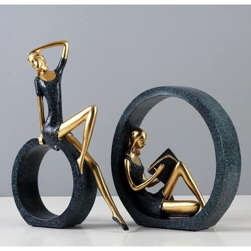 Nordic Modern Minimalist Abstract Reading Girl Heart Ornaments Home Accessories Retro Wine Rack Wine Cabinet Decorations