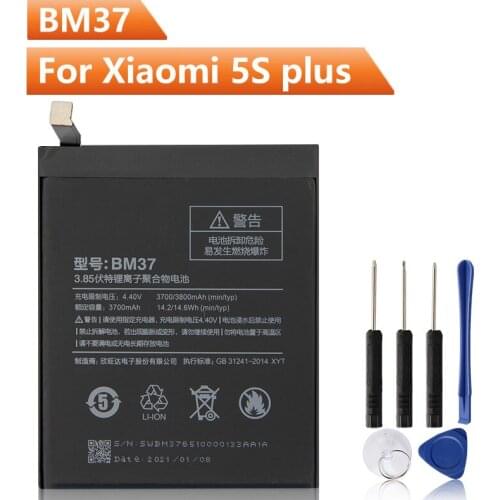 Xiao Mi Original Replacement Phone Battery BM37 For Xiaomi 5s plus BM37 Authentic Rechargeable Battery 3800mAh