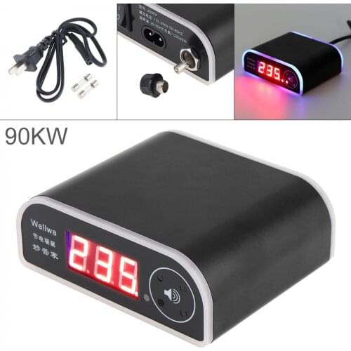 US003 Black 90KW Rat Repelling Power Saver 110-250V Electricity Saving Box with LED Display and Power Switch for Home / Factory