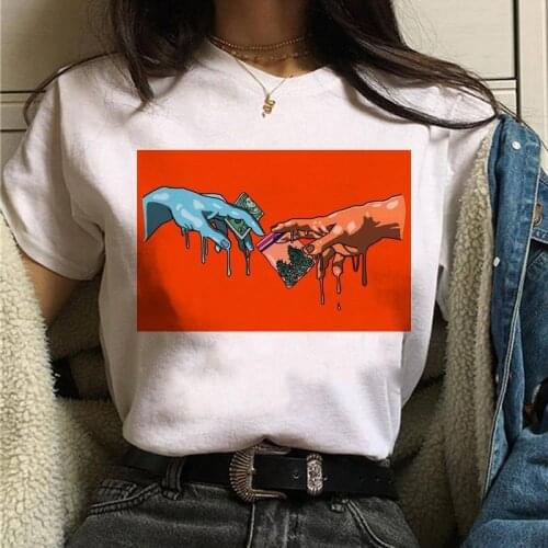FIXSYS Funny T Shirt Women Female Grunge 90s Art Streetwear Tshirt Tops Vintage Hip Hop Print Femme T-shirt Cartoon Clothes Tees