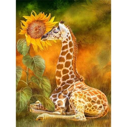 Animal Giraffe DIY Cross Stitch Embroidery 11CT Kits Needlework Craft Set Printed Canvas Cotton Thread Home Decoration Sell