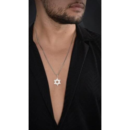 Star of David Pendant 925 Sterling Silver Chain Necklace Jewish Symbol Special Gift for Christian Women and for Men