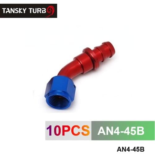 10pcs /set - 4AN AN4 4-AN 45 Degree Aluminum Oil cooler Hose Fitting End Fuel Push-On Hose End fittings Adaptor AN4-45B