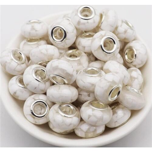 10Pcs/Lot Wholesale Price New Color Big Hole Spacer Beads Resin Bead Charms Fit Pandora Bracelet Chain Necklace for Women