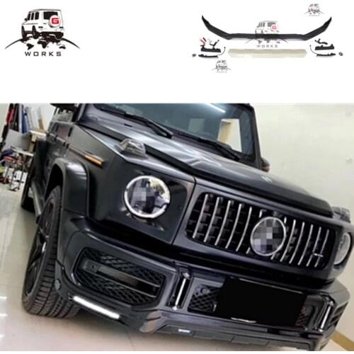 2019 year G CLASS W464 G63 B style front bumper lip fit for G wagon W463A G63 pu material front lip with led lights
