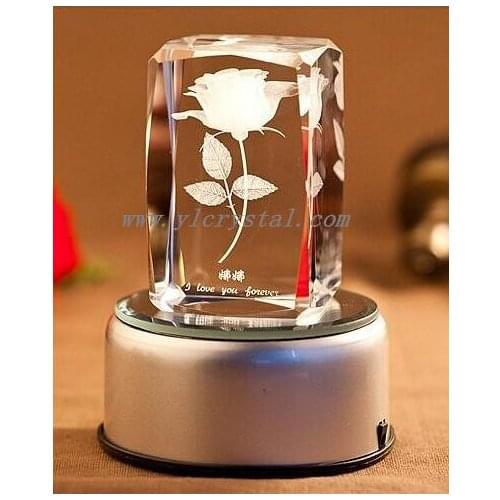 3d Laser Crystal Cube Customerized design with LED Light Base
